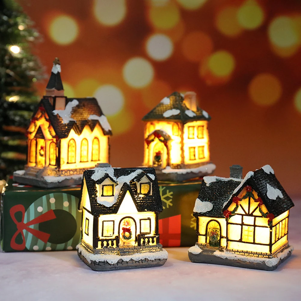 Коледна Украса, Светещи Къща от Смола, Led нощна светлина за Дома, Спалня, Всекидневна, Празнични Аксесоари, Коледна Украса