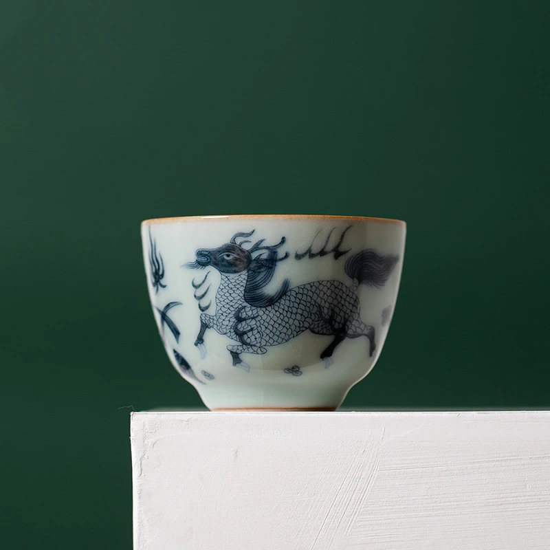 Проба Чаена чаша Една чаша Вашия порцелан Кунг-фу Чаена чаша Керамична китайска Чаена чаша 110 мл