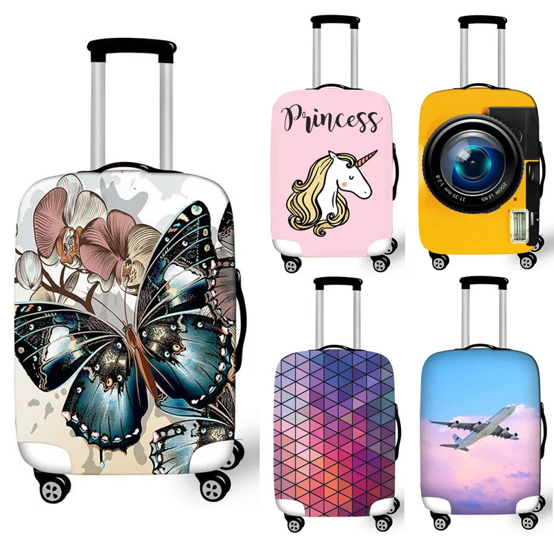 Пеперуда/Принцесата и Еднорог/Помещение/Калъф за Самолет, за да Куфар За Момичета, Прахозащитен Пътни Защитни Капаци за багаж, Чанта за куфар