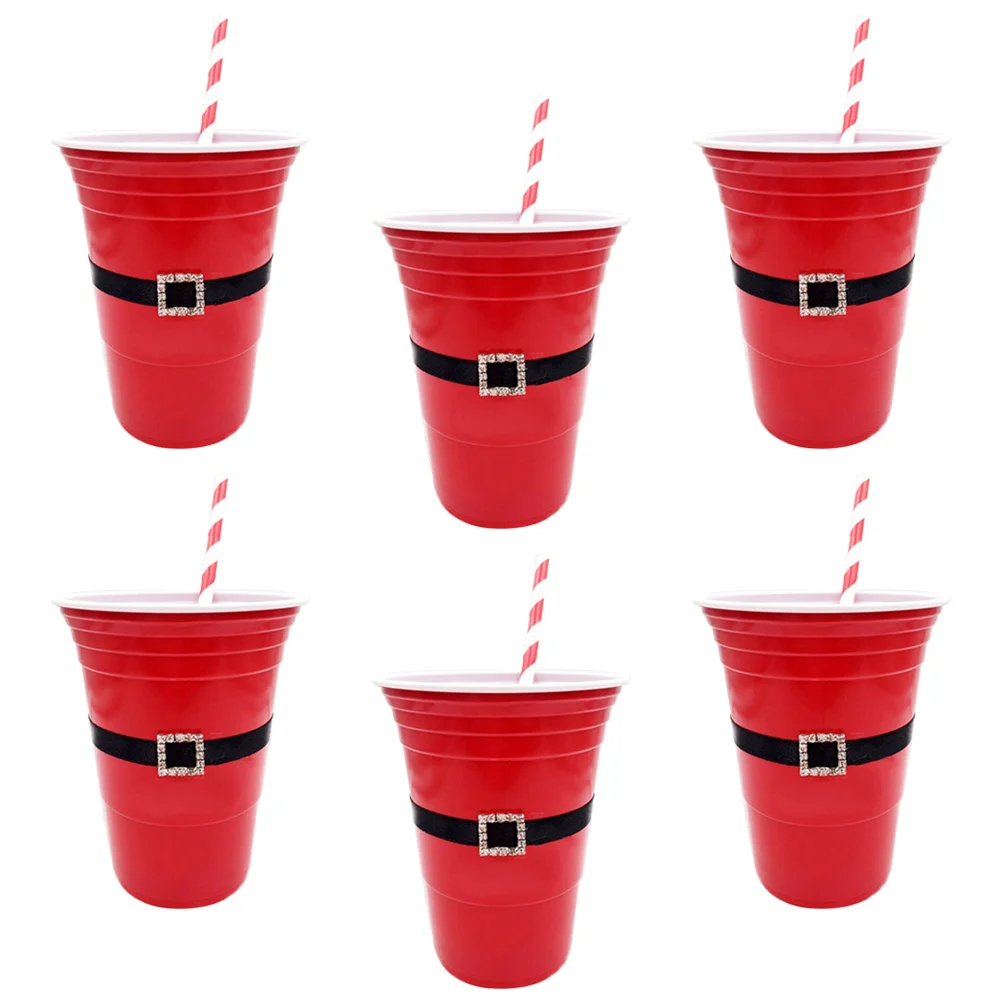 Коледна Чаша По Чаша, Чаши За Кафе За Еднократна Употреба Вечерни Питейни Червени Пластмасови Подаръчни Аксесоари 