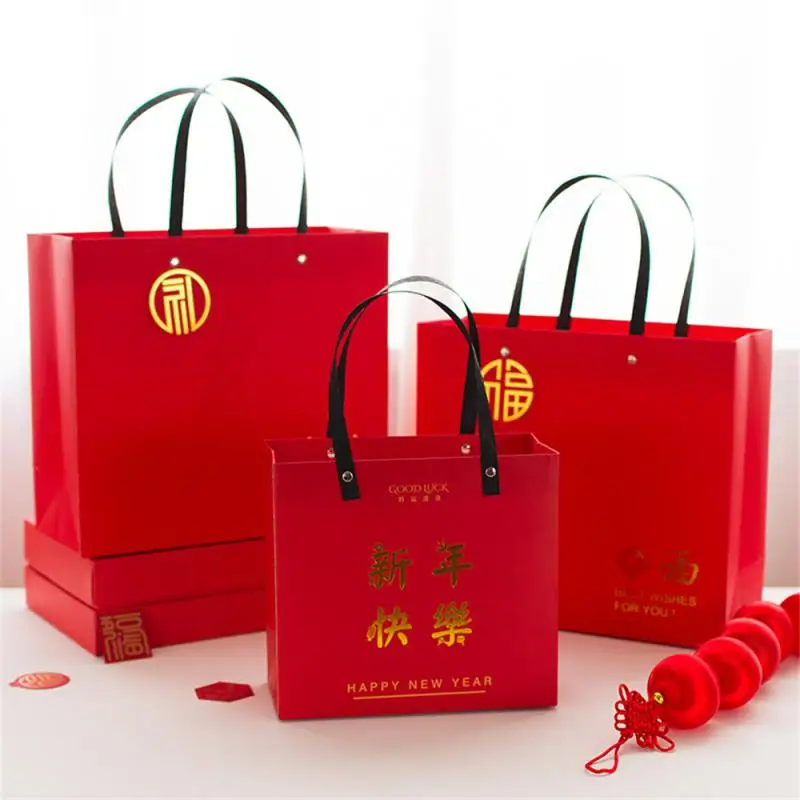 Нова Година Red Подаръчен Пакет Пролетния Фестивал Благословляющий Пакет За Опаковане На Подаръци Ръчна Хартия Пакет Спътник Подарък Кутия Чанта Годишна Среща