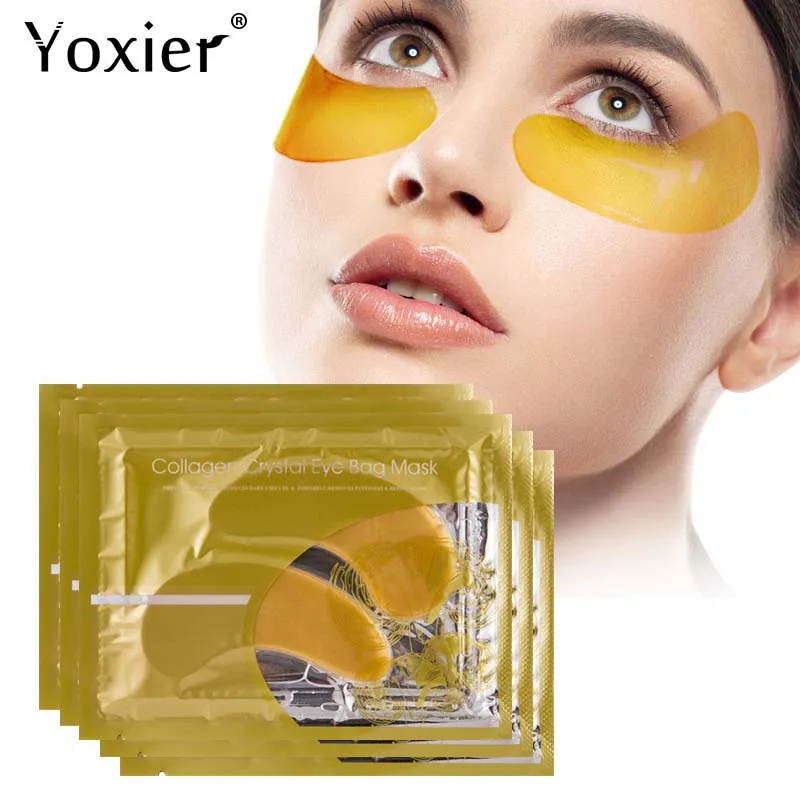 Yoxier 24-каратово Злато Кристален Колаген Маска За Очите-Тъмните Кръгове Стареене Хидратиращ Чанта За Очите Colageno Гел За Грижа За Очи 10 бр. = 5 опаковки