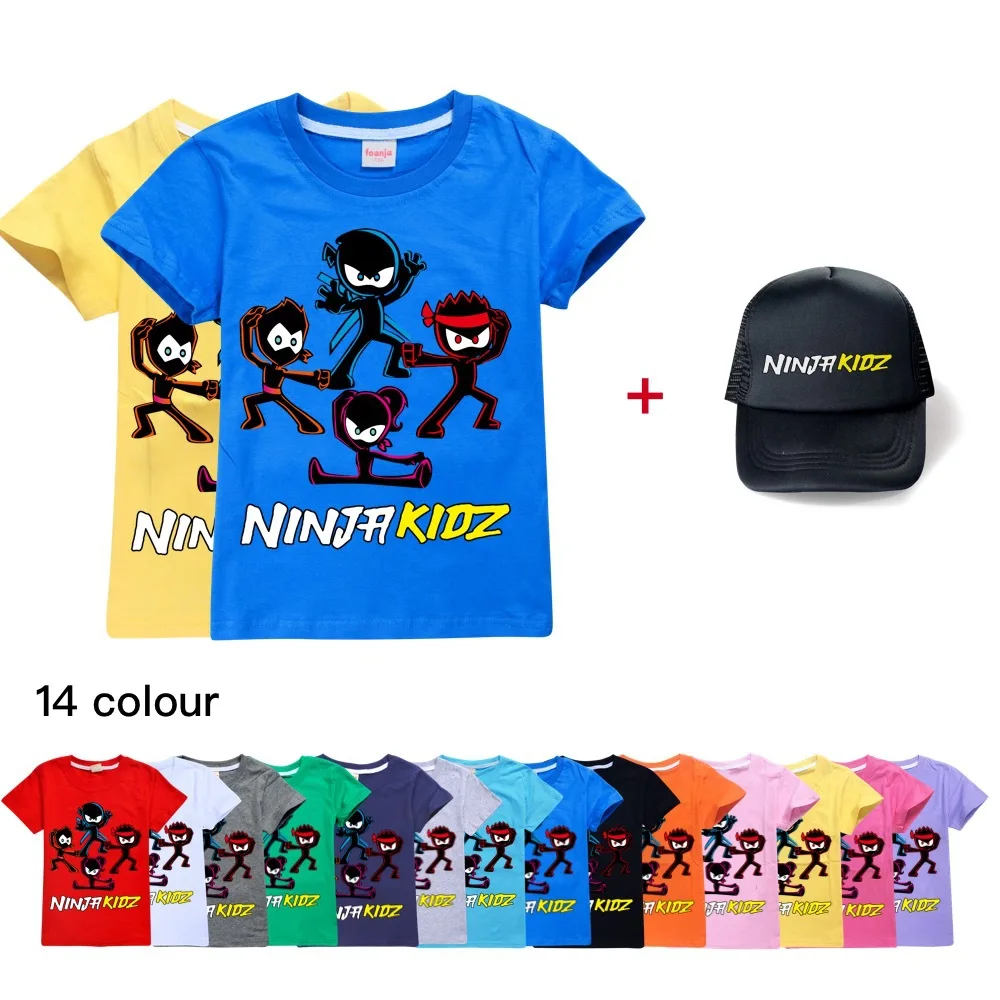 2022 Нова Лятна тениска Ninja Kidz с къси ръкави за момчета, Памучен Детски Дрехи за момчета от 2 до 16 години, Летни Дрехи за момичета, Детски Тениска за деца