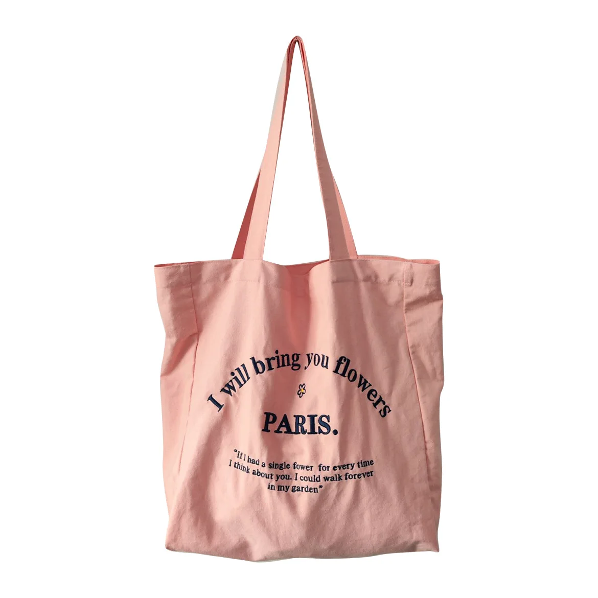 Холщовая Чанта-Тоут с Бродерия Букви, Корейската Чанта Ins от Мека Тъкан, Дамски Голяма Еко-Чанта за Пазаруване, Прекрасна Розова Чанта на Рамото за Момичета