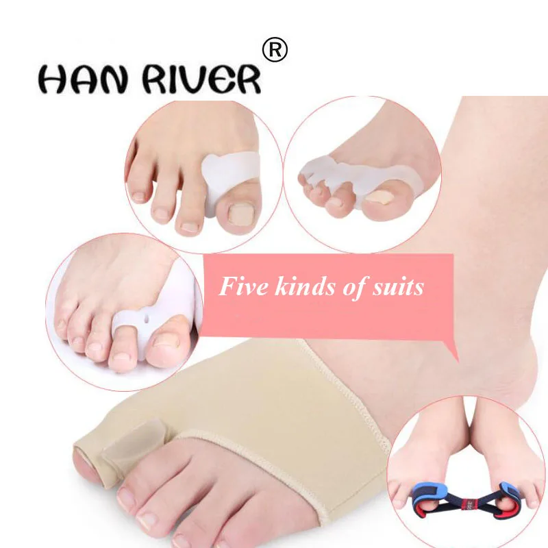 HANRIVER 5 бр в ортопедическом костюм за палеца на крака набор от разделители за пръстите на краката правилните ПОДЛОЖКИ за всеки пръст на стъпалото