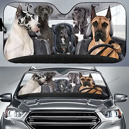 Семейството на голямото куче Зад волана на Автомобил сенника на Предното стъкло на колата, козирка дог, Подаръци за Любителите на кучета, UV - защита на Предния прозорец