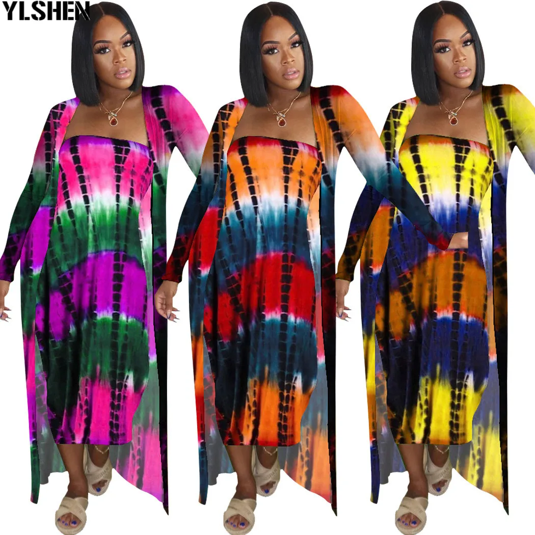 Африкански Рокли за Жени 2021 Нова Африканска Облекло Африка Комплект от 2 теми Дашики Палто + Дебнещ Рокля Вечерни Рокли Плюс размери Хавлия