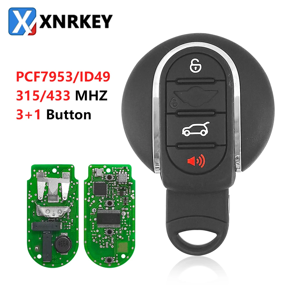 XNRKEY 4 Бутони на Дистанционното на ключа на Автомобила PCF7953/ID49 Чип 315/433 Mhz за BMW и Mini Cooper Clubman и F55 F56 2014-2018 Keyless Go NBGIDGNG1